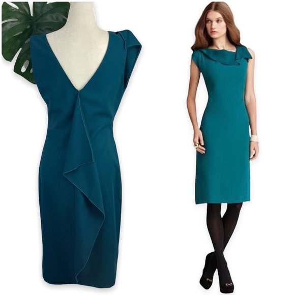 Tahari Dresses & Skirts - Tahari Lizette Draped Origami Dress in Deep Lake Teal